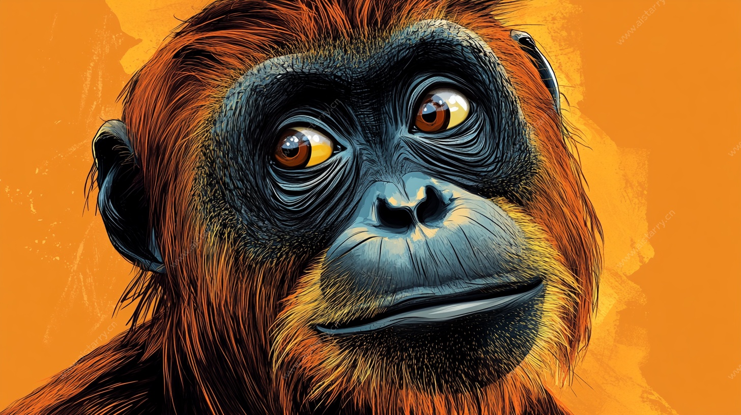 橙色猩猩头像插画