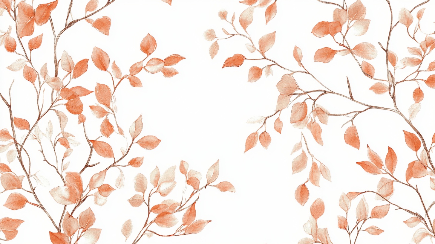 橙色枝叶水彩装饰图案