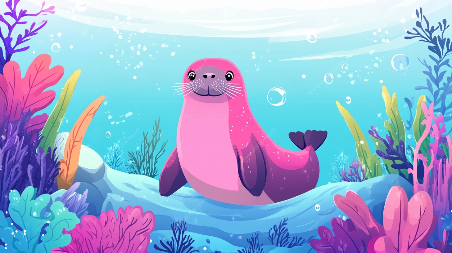 海底的可爱海豹