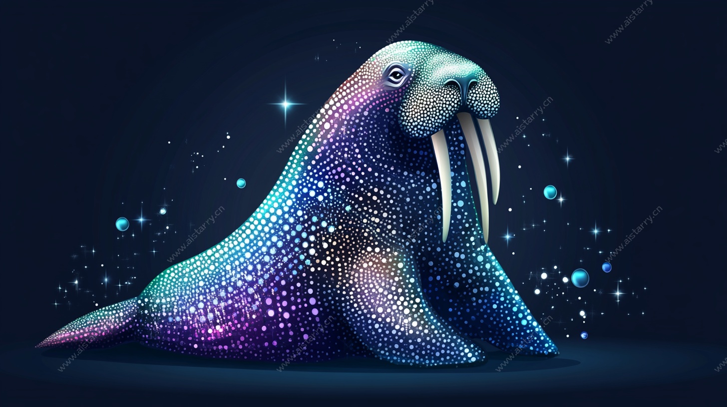 梦幻璀璨海象插画