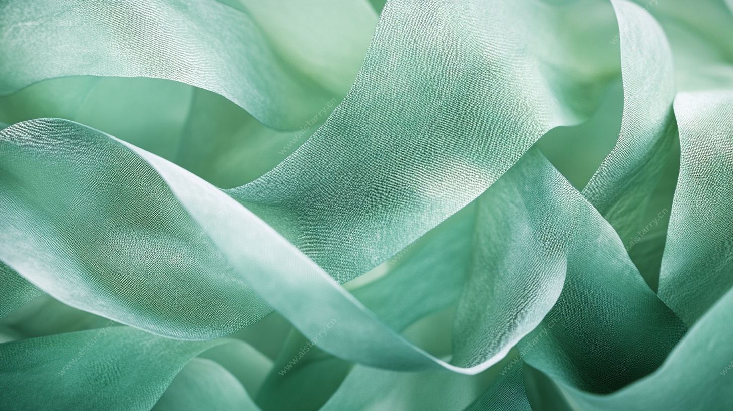 轻柔薄荷绿绸纱纹理