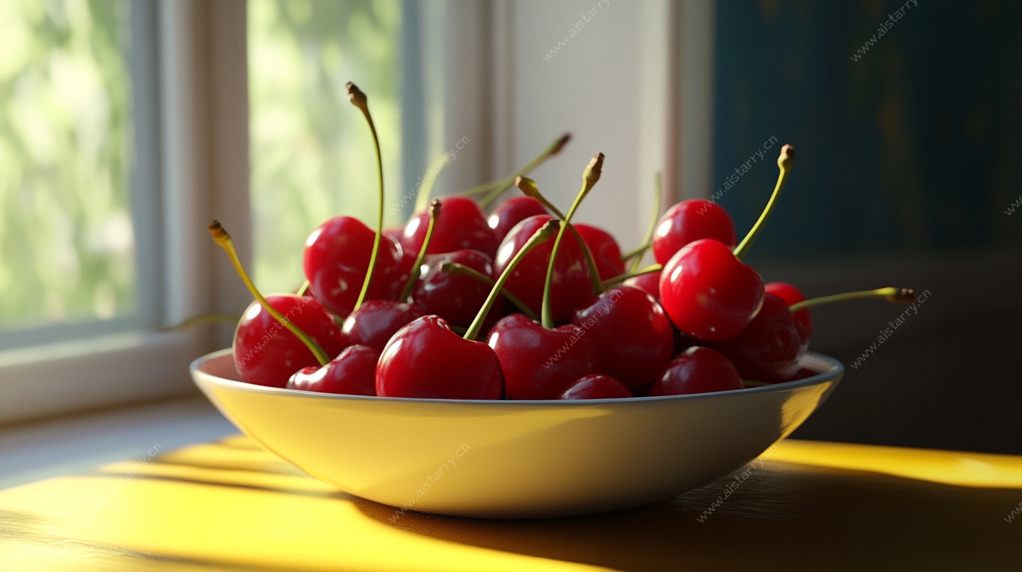 碗中鲜樱桃 阳光暖色调