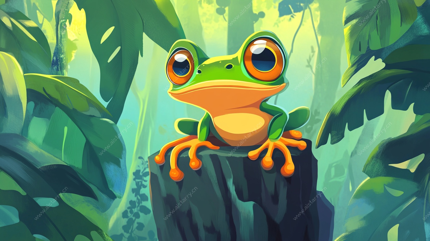森林中的可爱青蛙