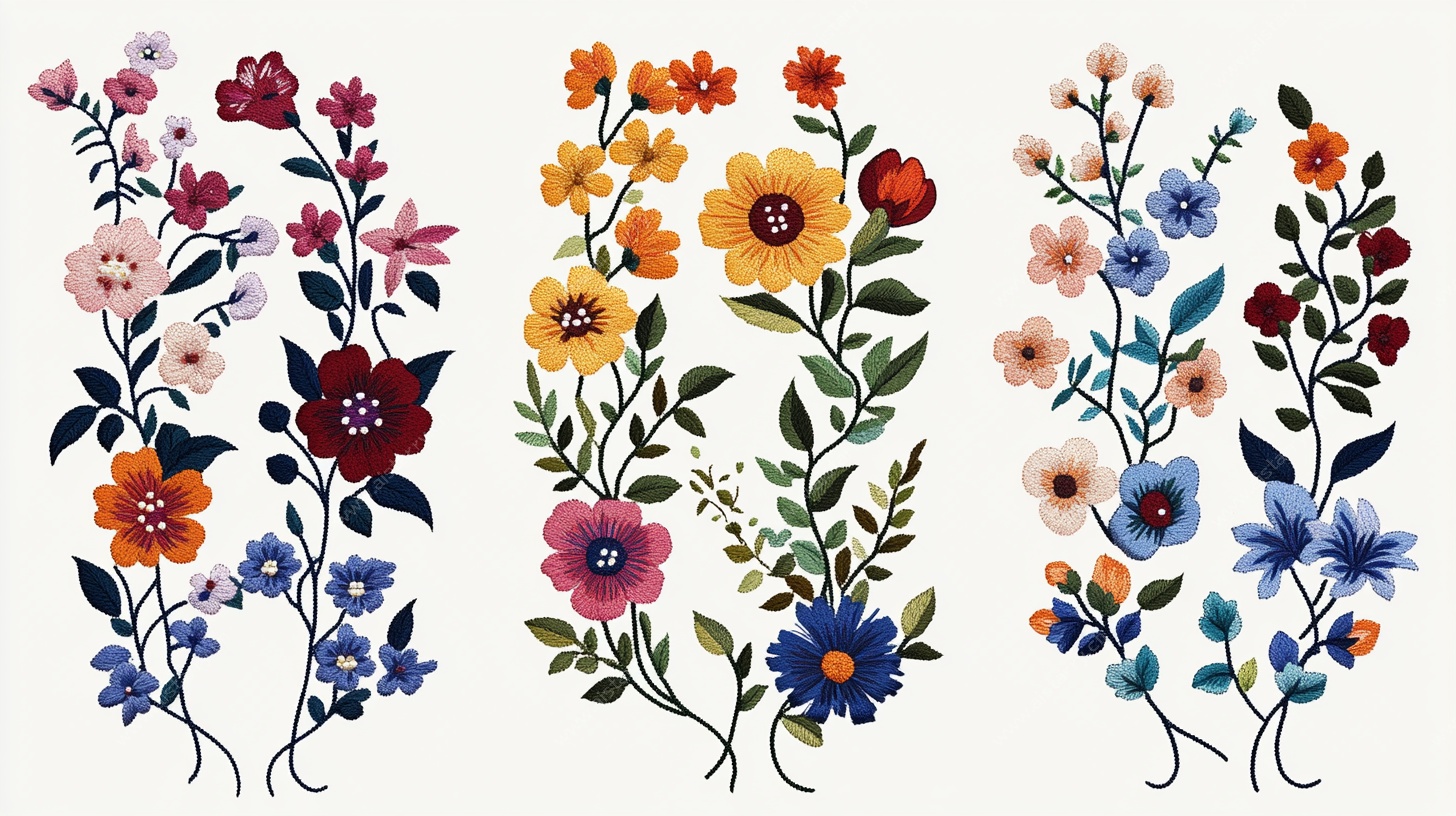 多彩手绘花卉图案集合