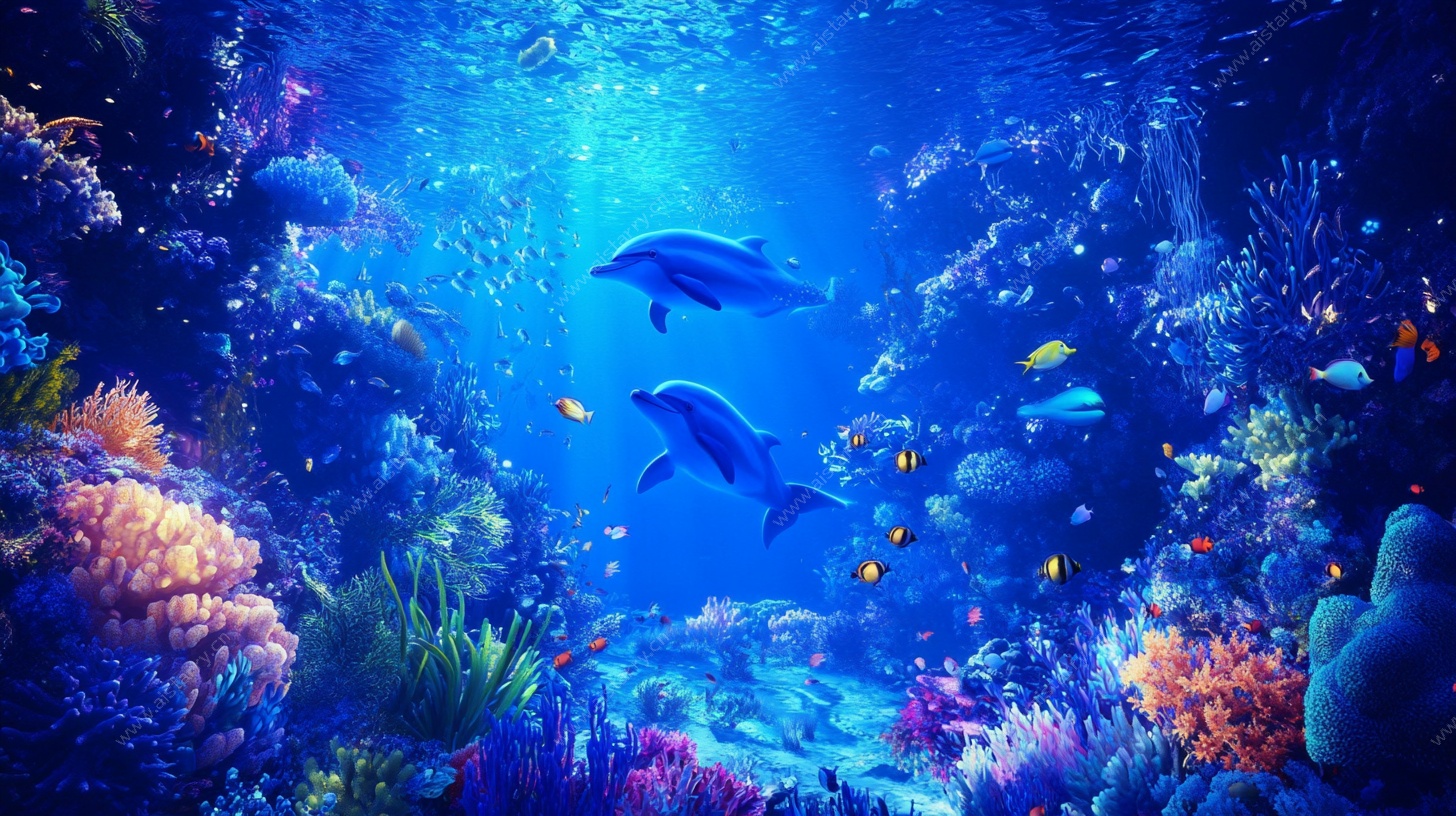 梦幻海底世界中的海豚