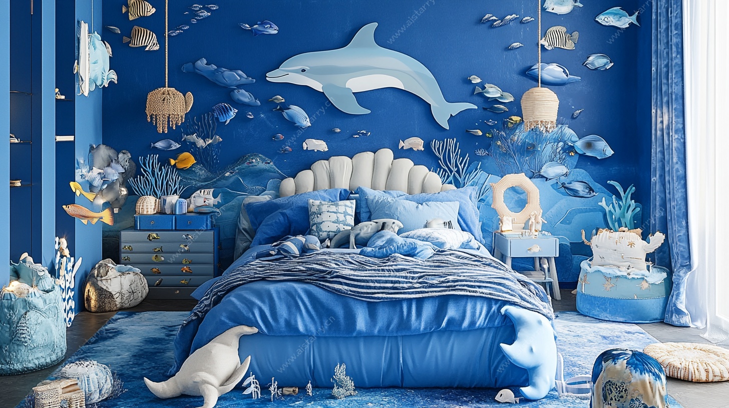 梦幻海洋风儿童卧室空间