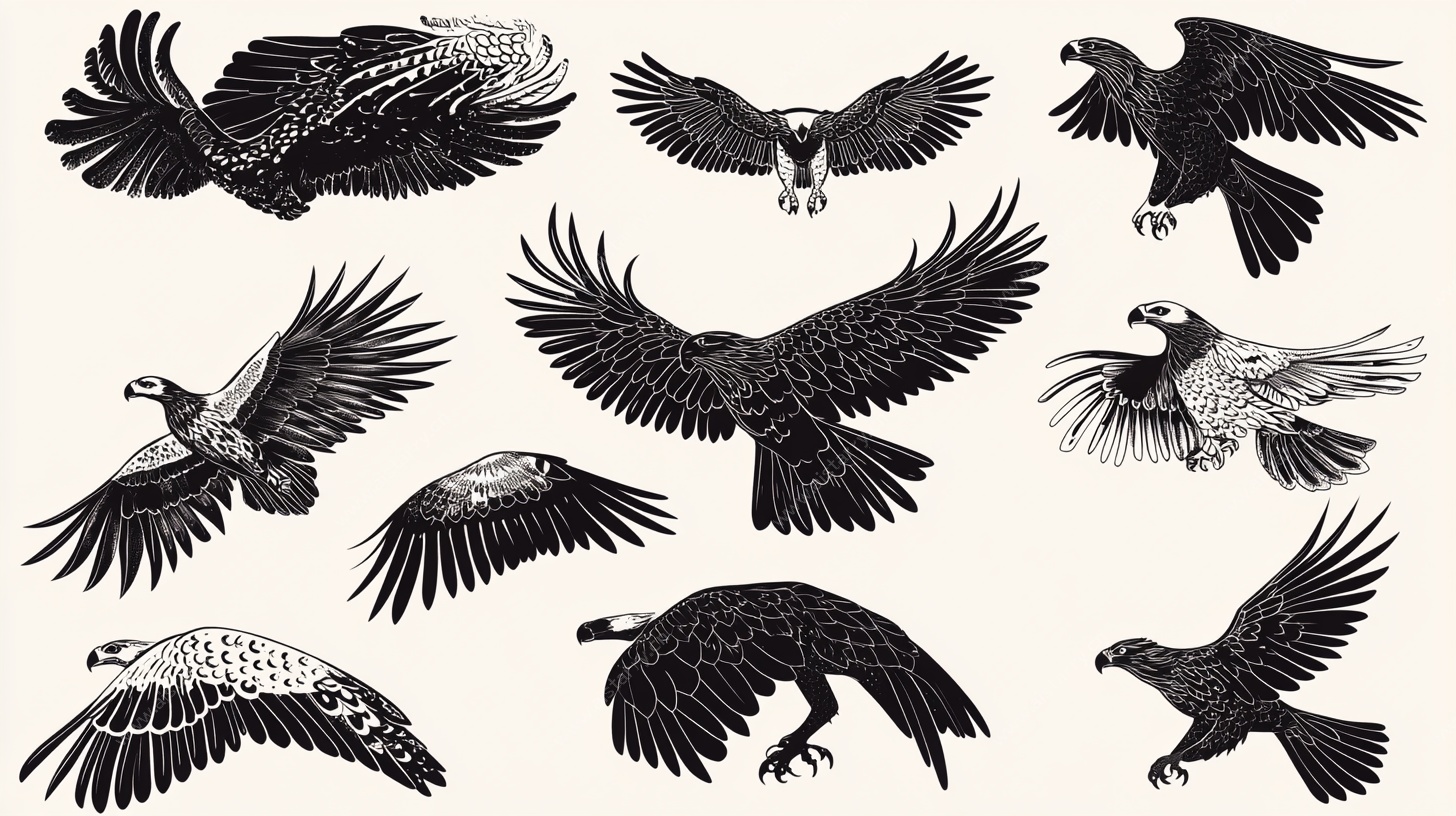 多样飞鹰插画素材
