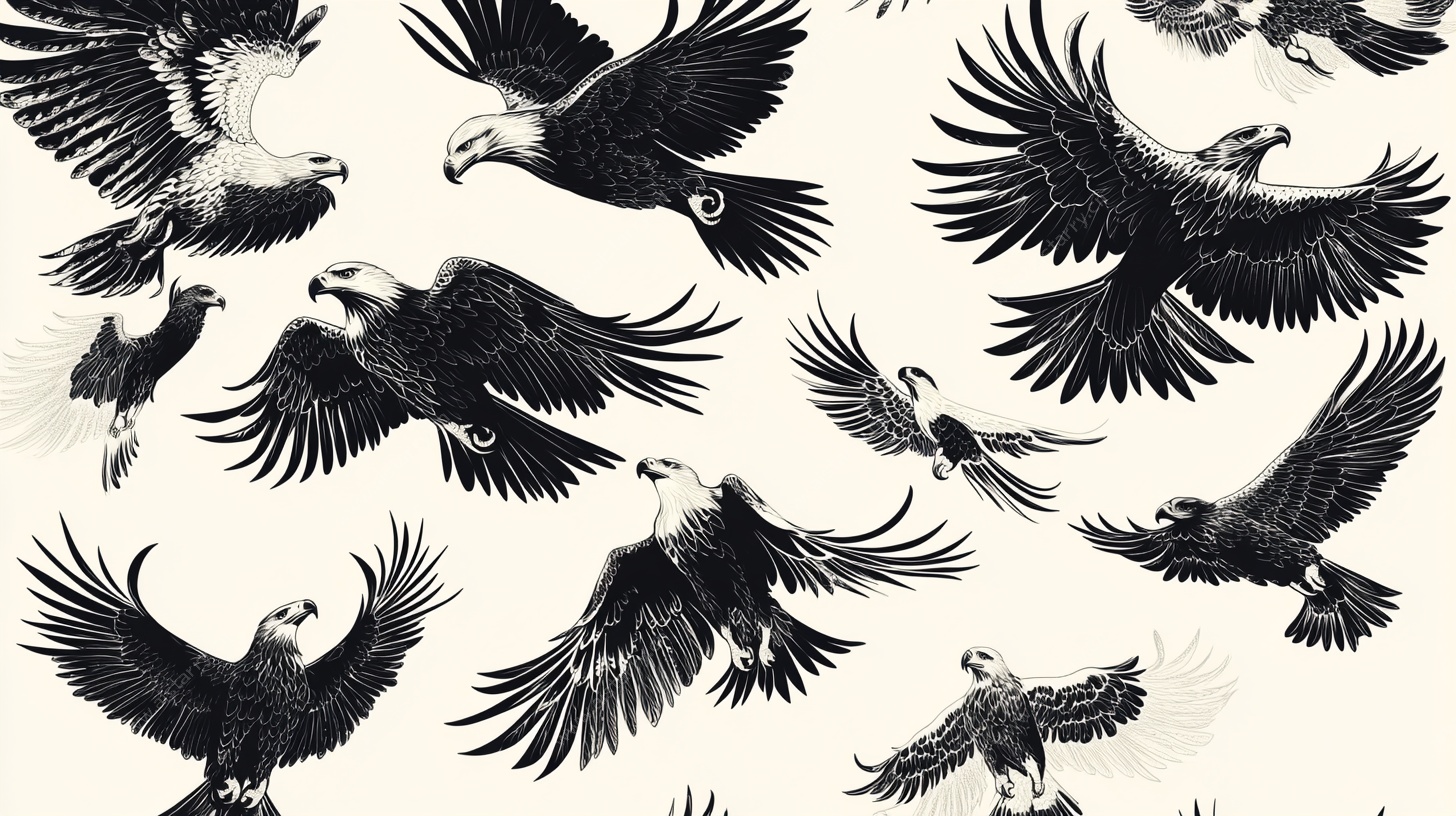 群鹰翱翔图案