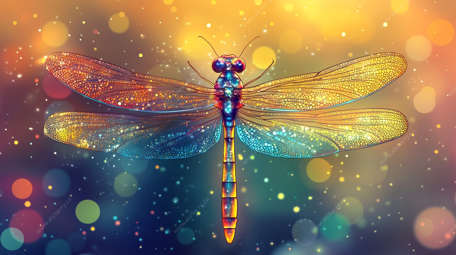 梦幻炫彩蜻蜓插画