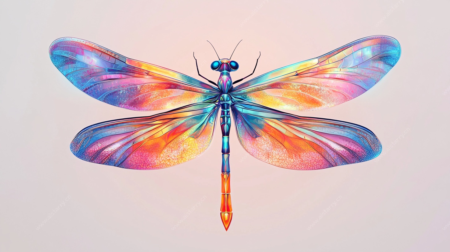 梦幻色彩蜻蜓插画