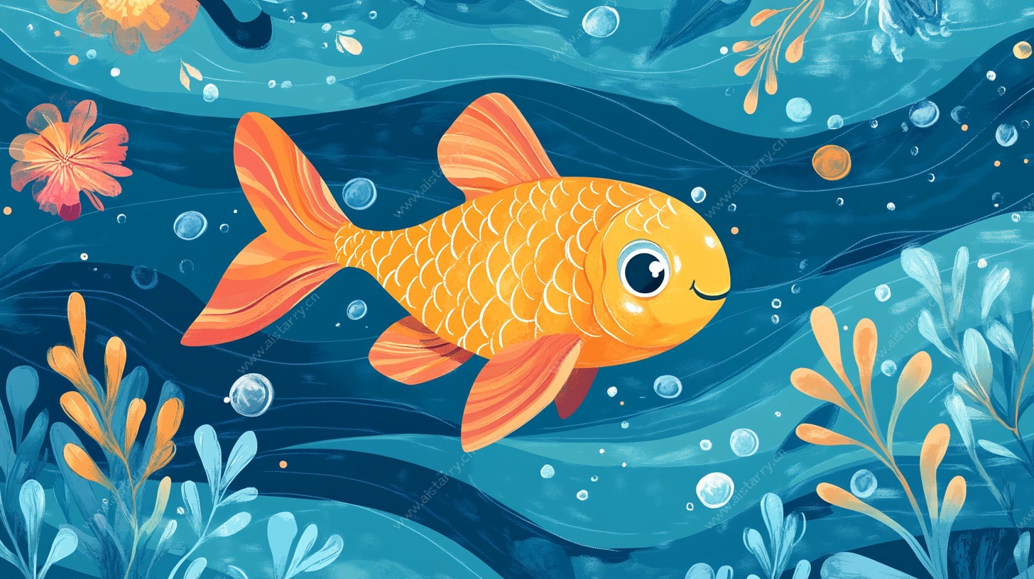 畅游海底的可爱小金鱼