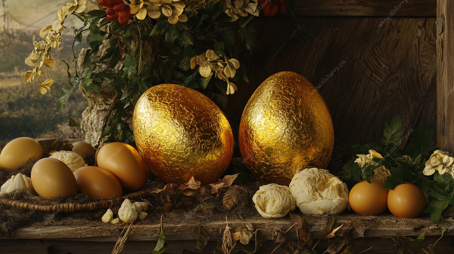金蛋静物摆拍
