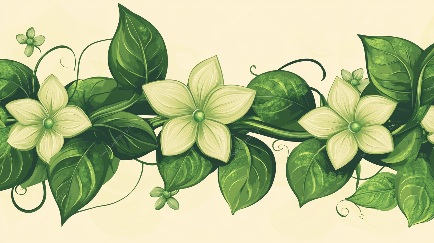 清新花卉绿叶装饰图案