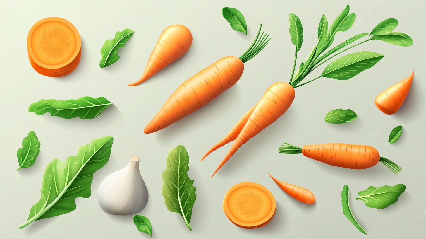 新鲜胡萝卜与蔬菜元素