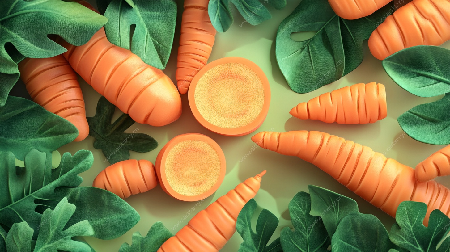 胡萝卜与绿叶的清新组合