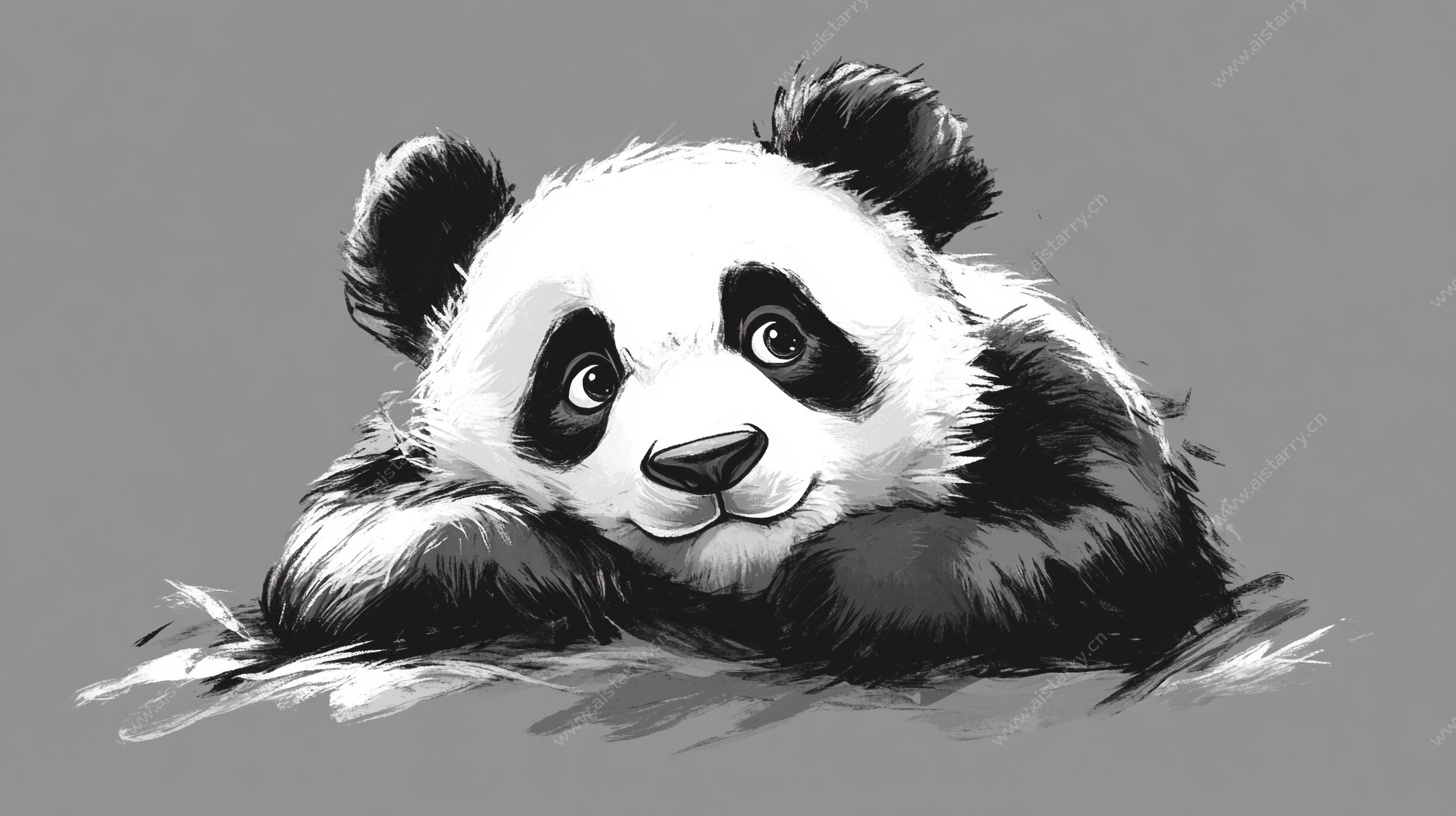 趴着的可爱熊猫插画