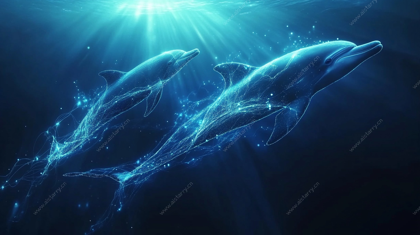 梦幻深海中的灵动海豚