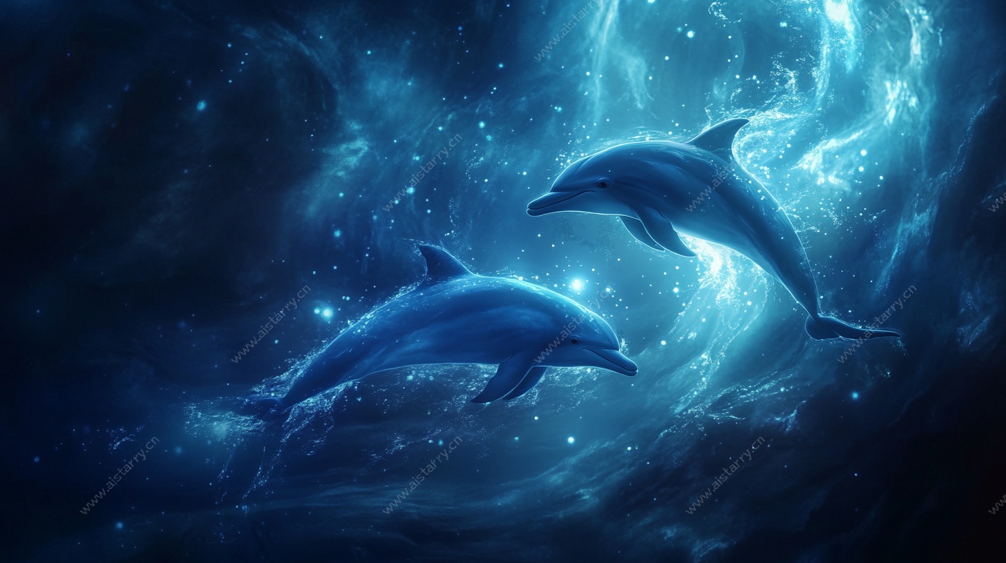 梦幻海洋中的灵动海豚