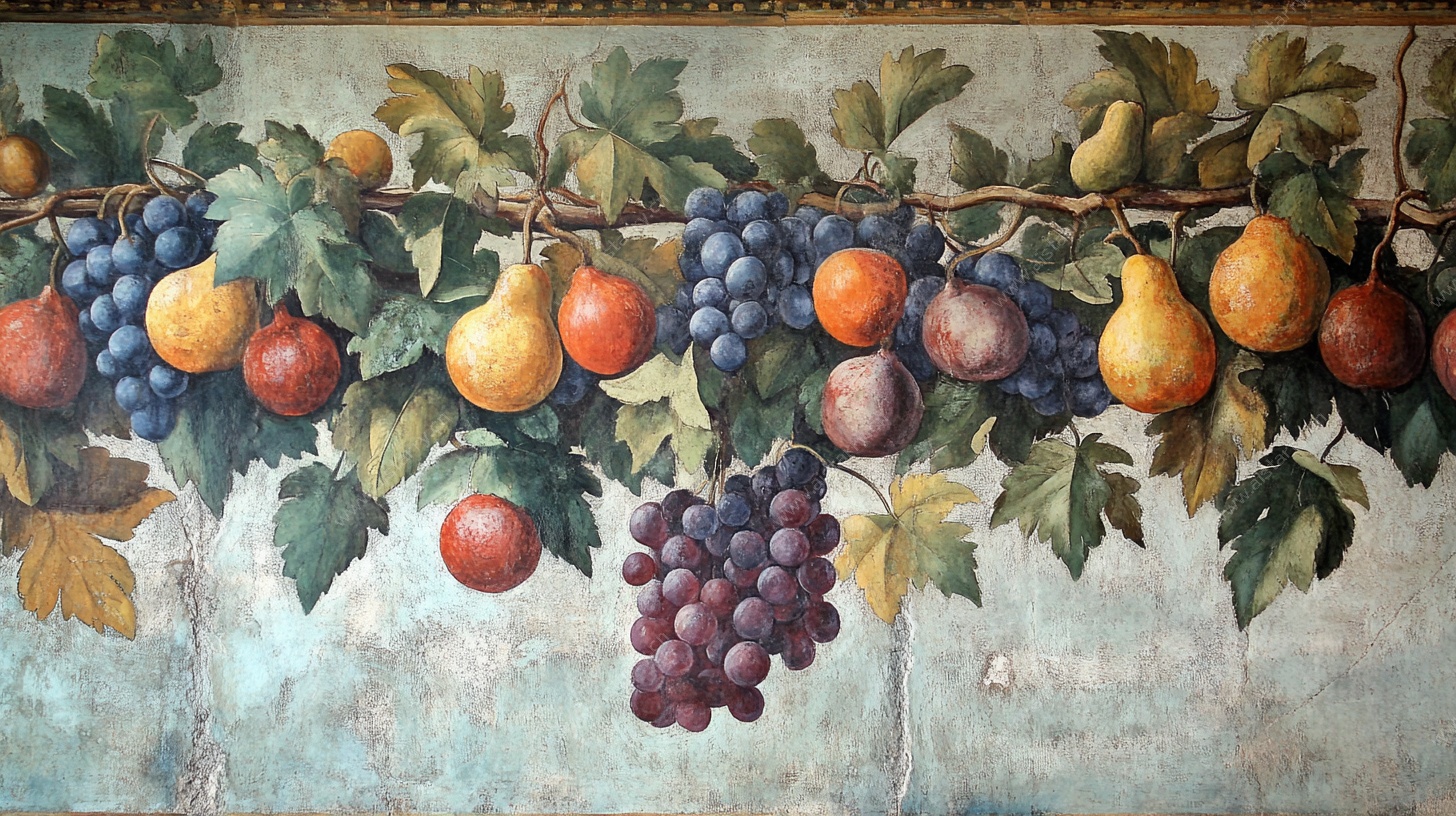 古典水果壁画装饰图案