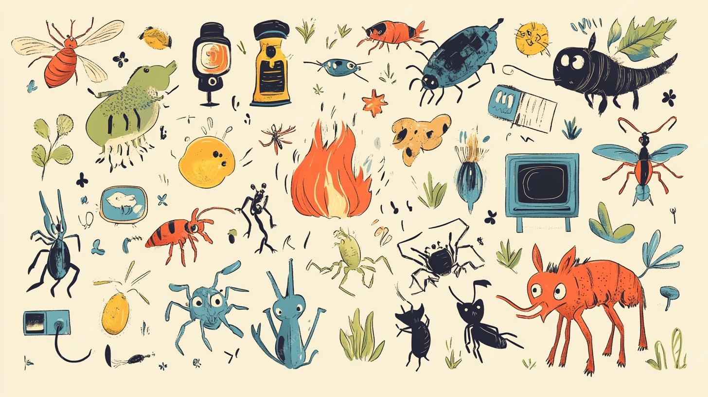 昆虫主题趣味插画集合