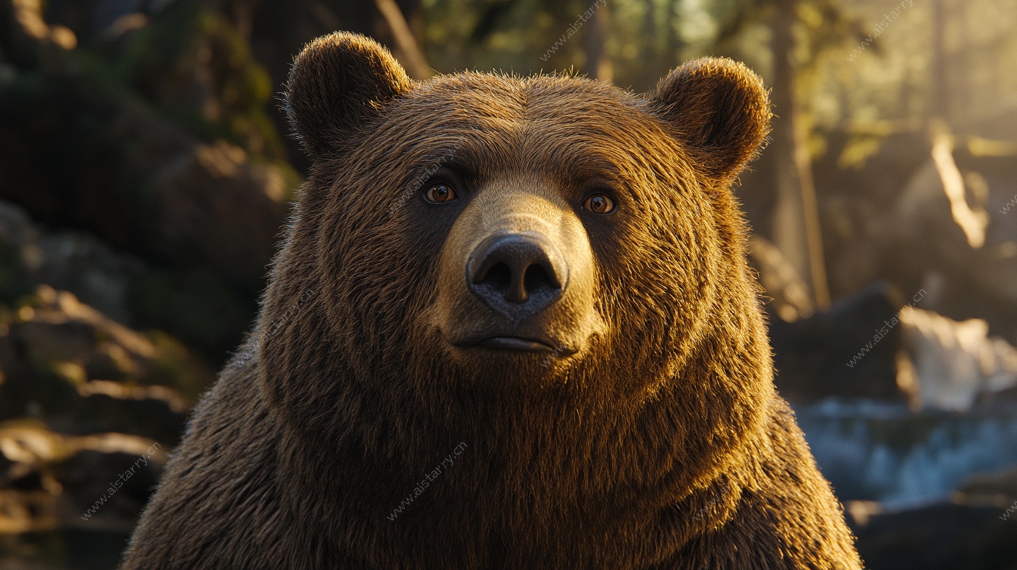 森林中的棕熊特写