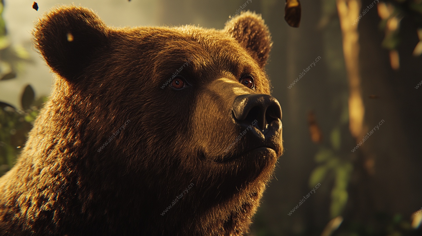 森林中的棕熊特写