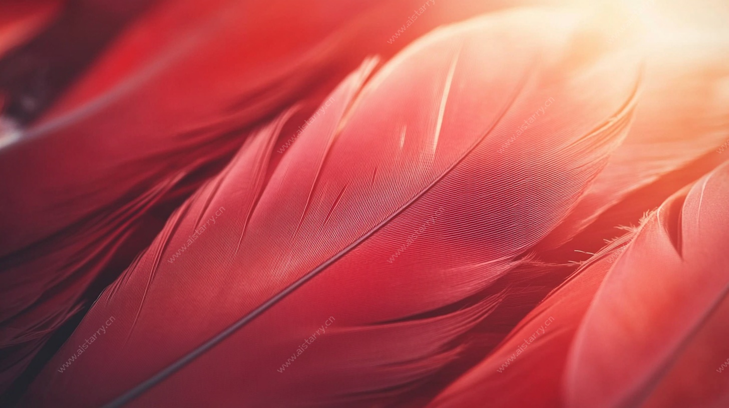 红色羽毛特写
