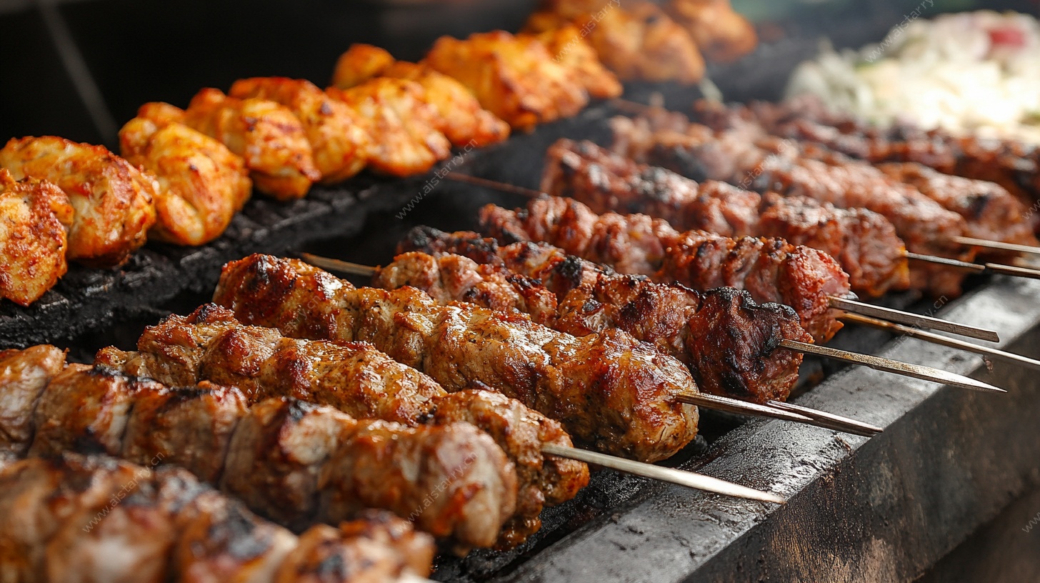 美味烤肉串 诱人烤制中