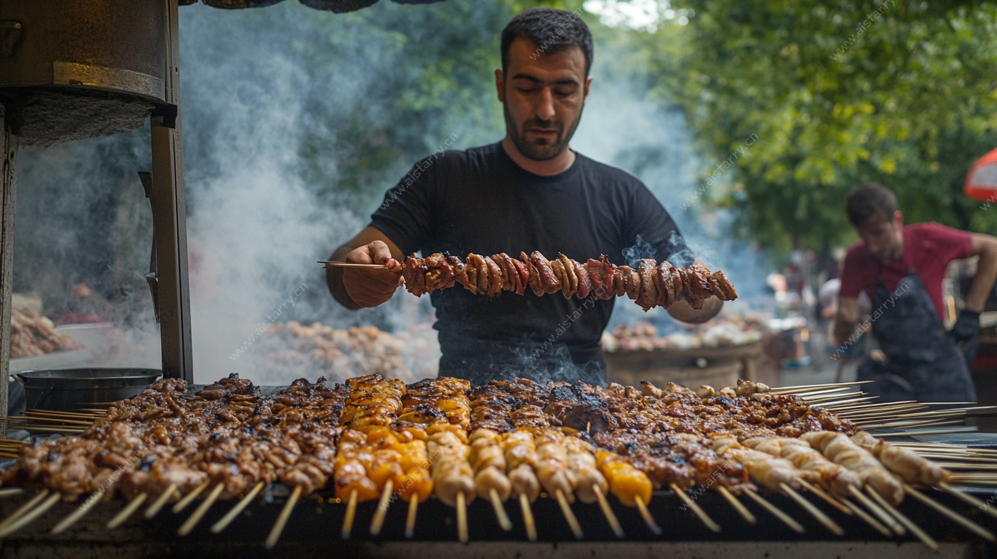街头烤肉摊的美味时刻