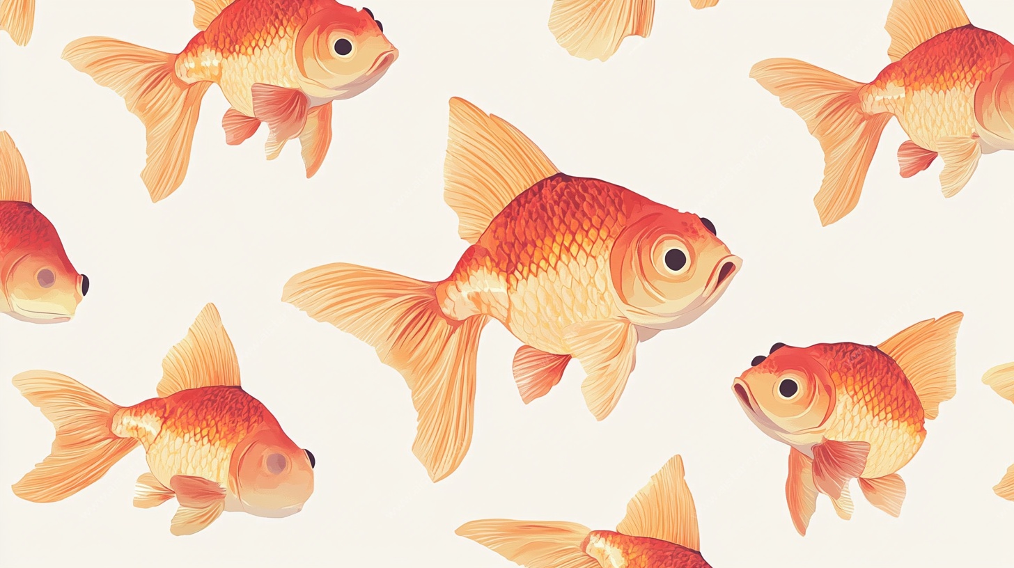 可爱金鱼无缝图案背景