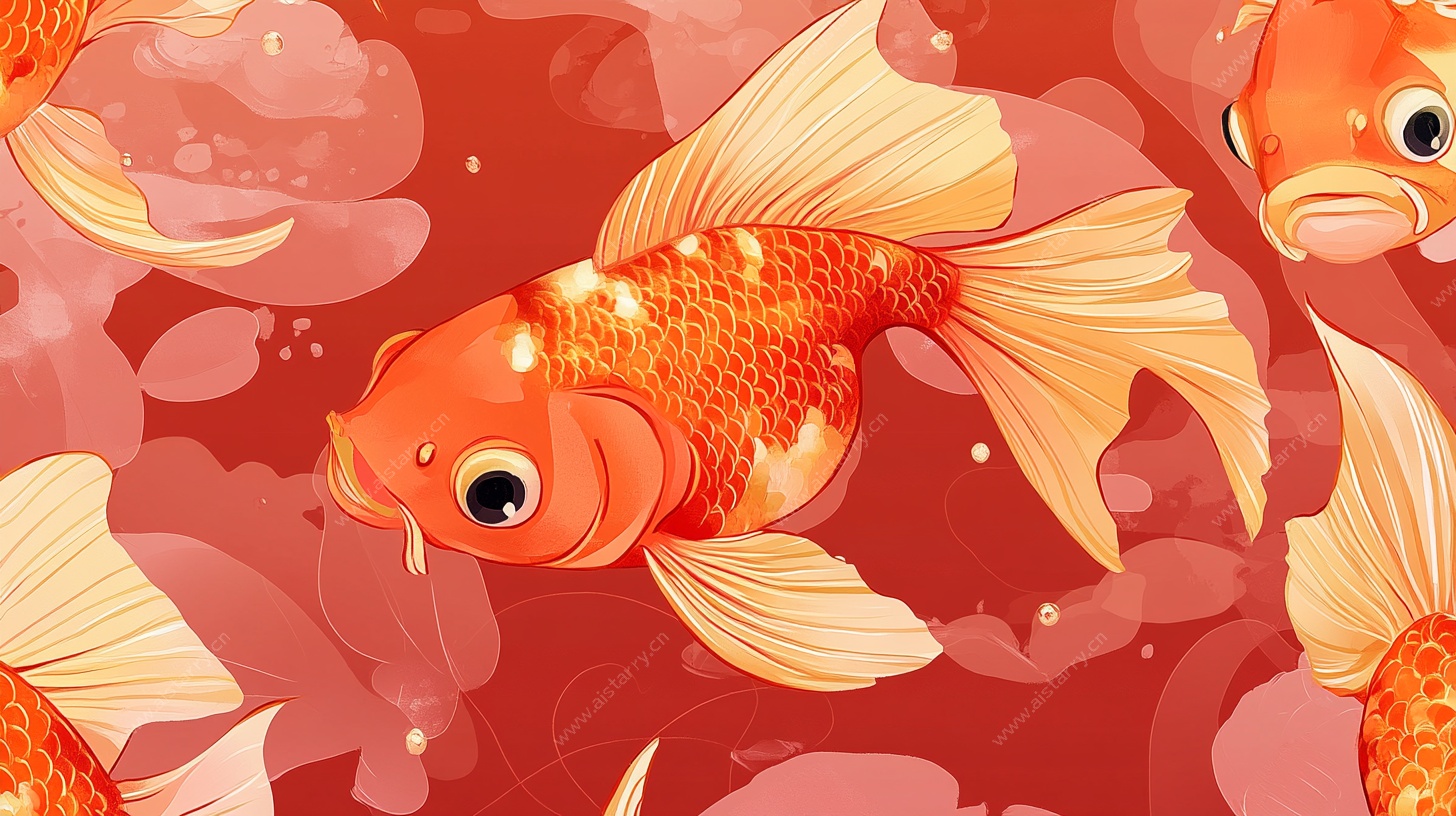 游动的金鱼插画图案