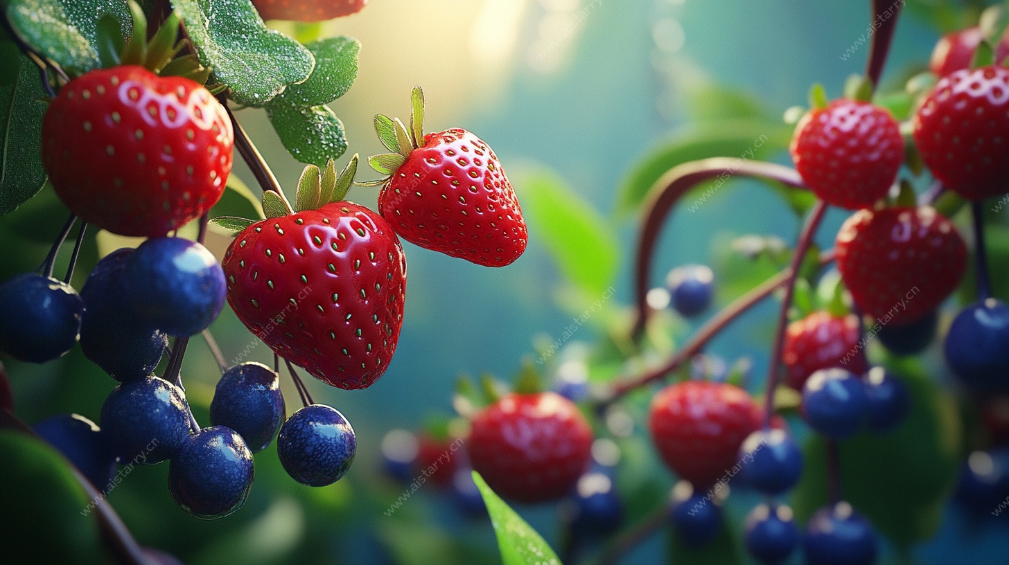 草莓蓝莓共绽自然之美