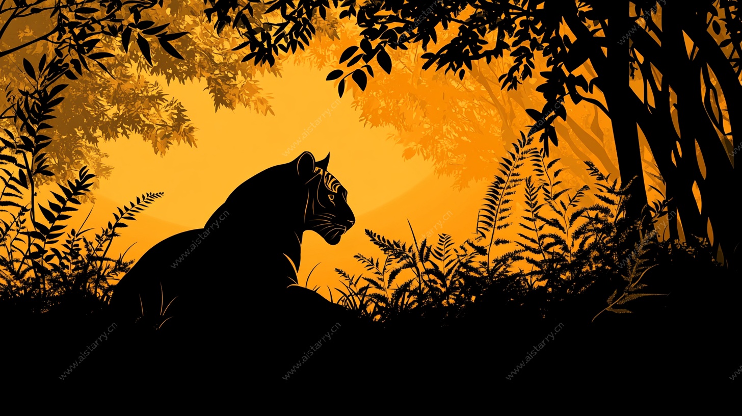 黄昏中猎豹的丛林剪影