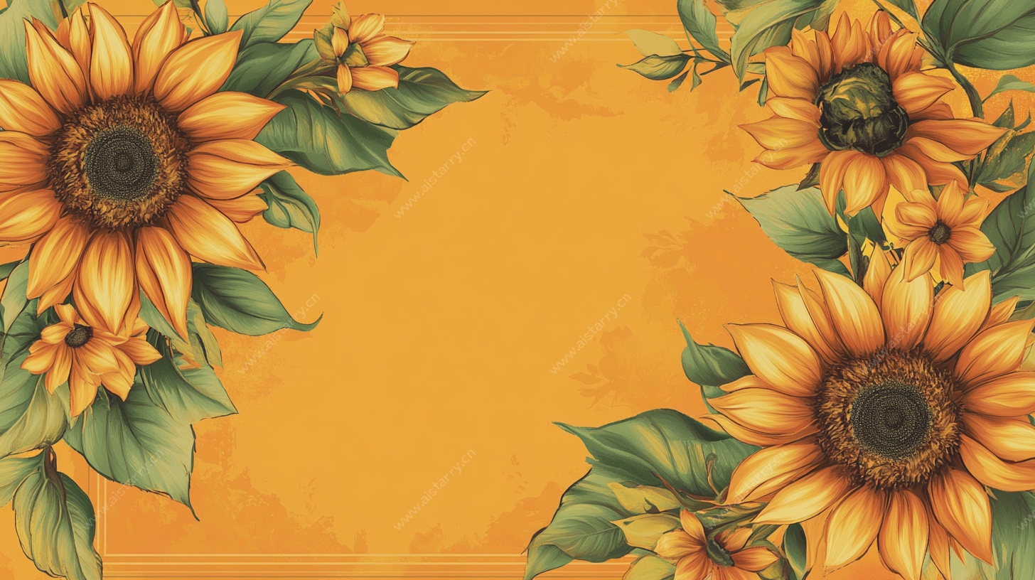 向日葵花卉边框背景图