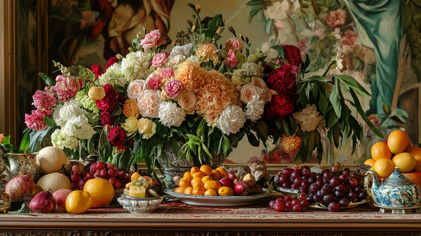繁花鲜果静物摆拍画面