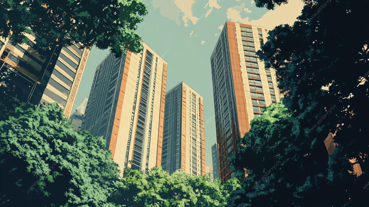 高楼间的绿意景致