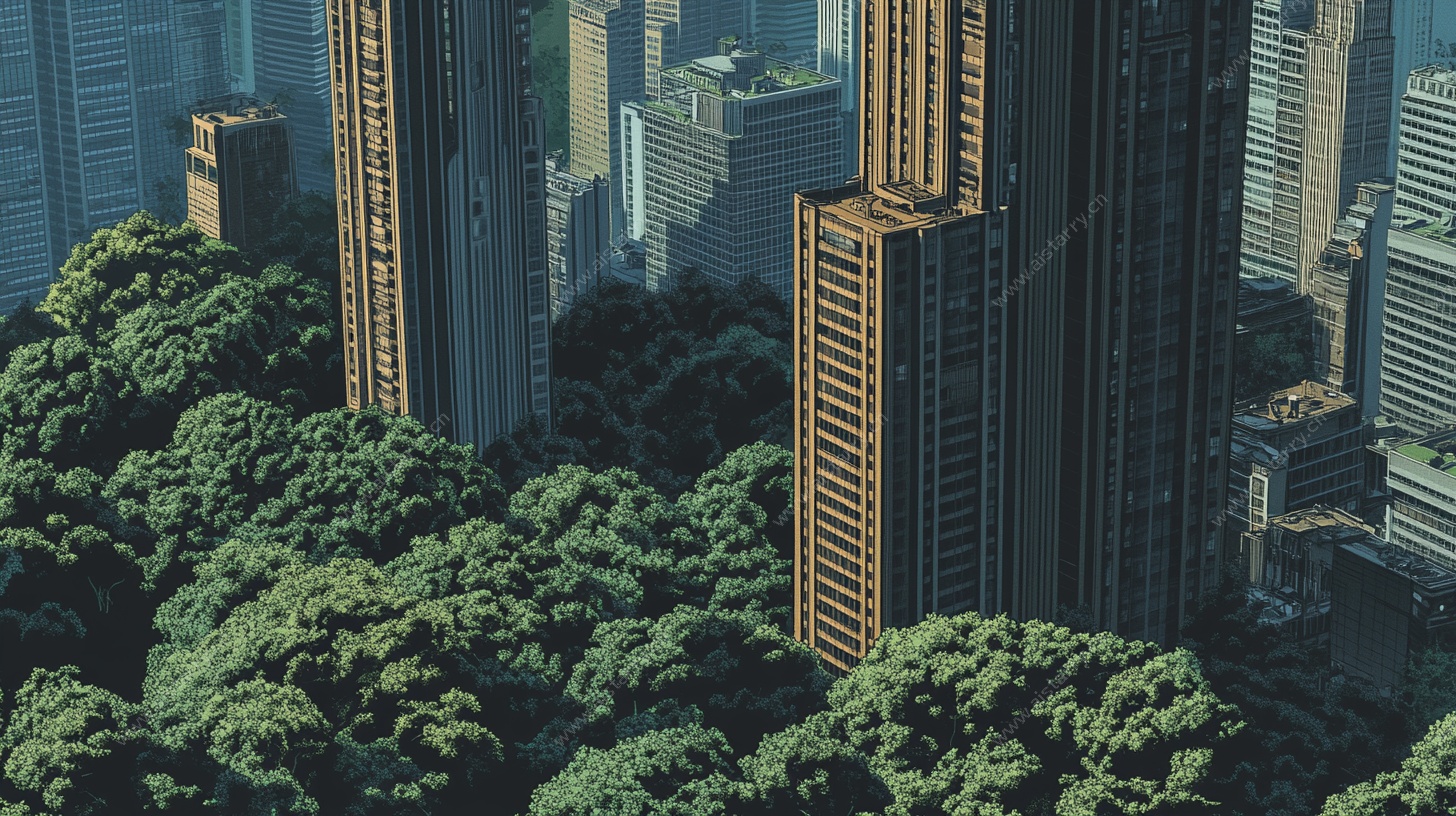 都市丛林中的高楼景观