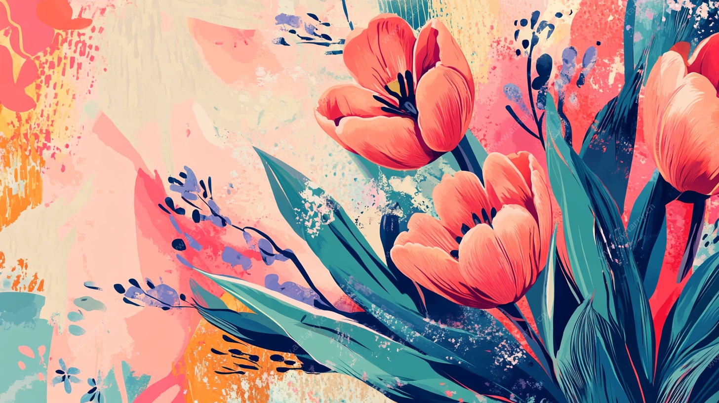 绚丽郁金香插画