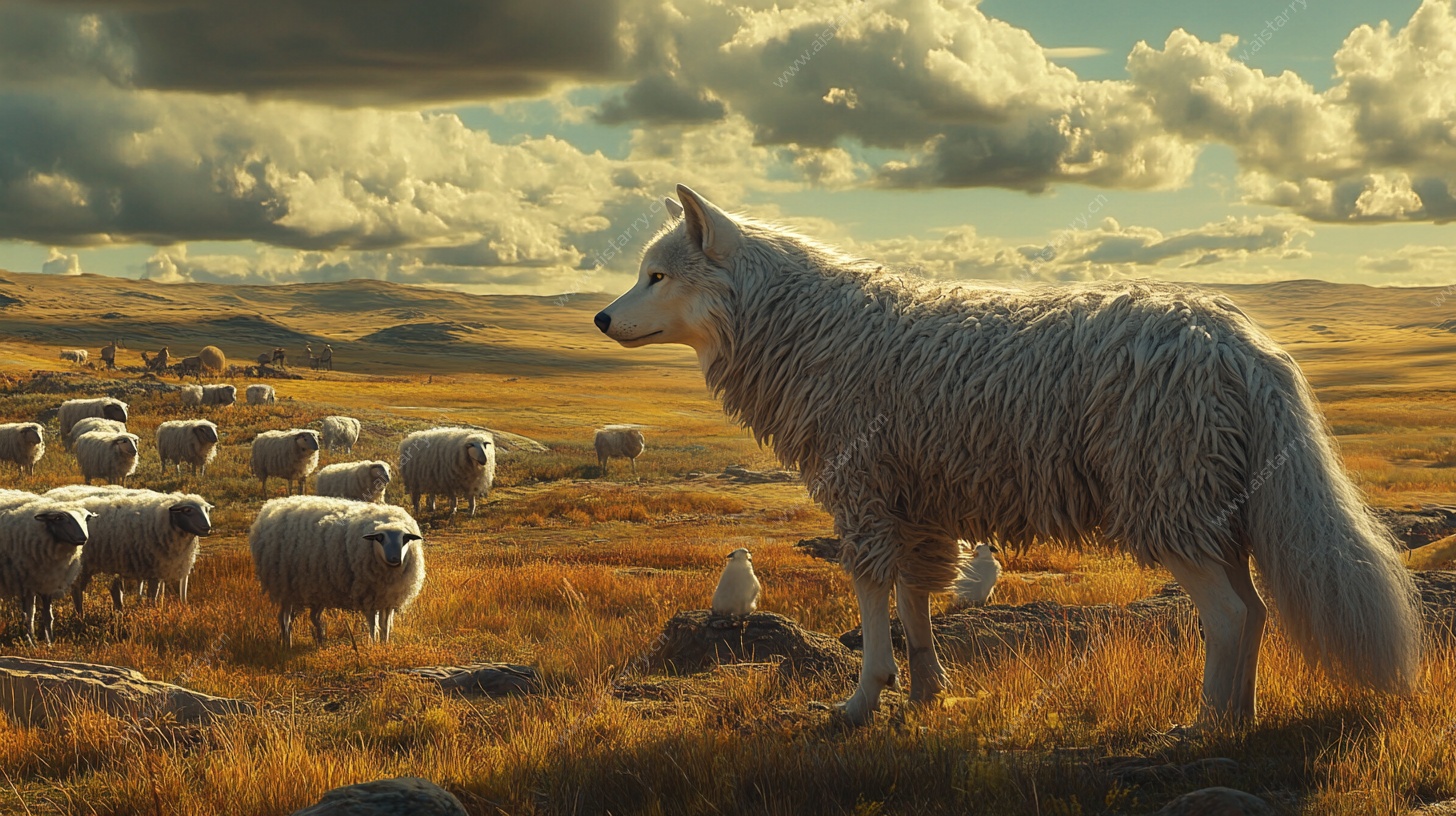 旷野孤狼与羊群的对峙