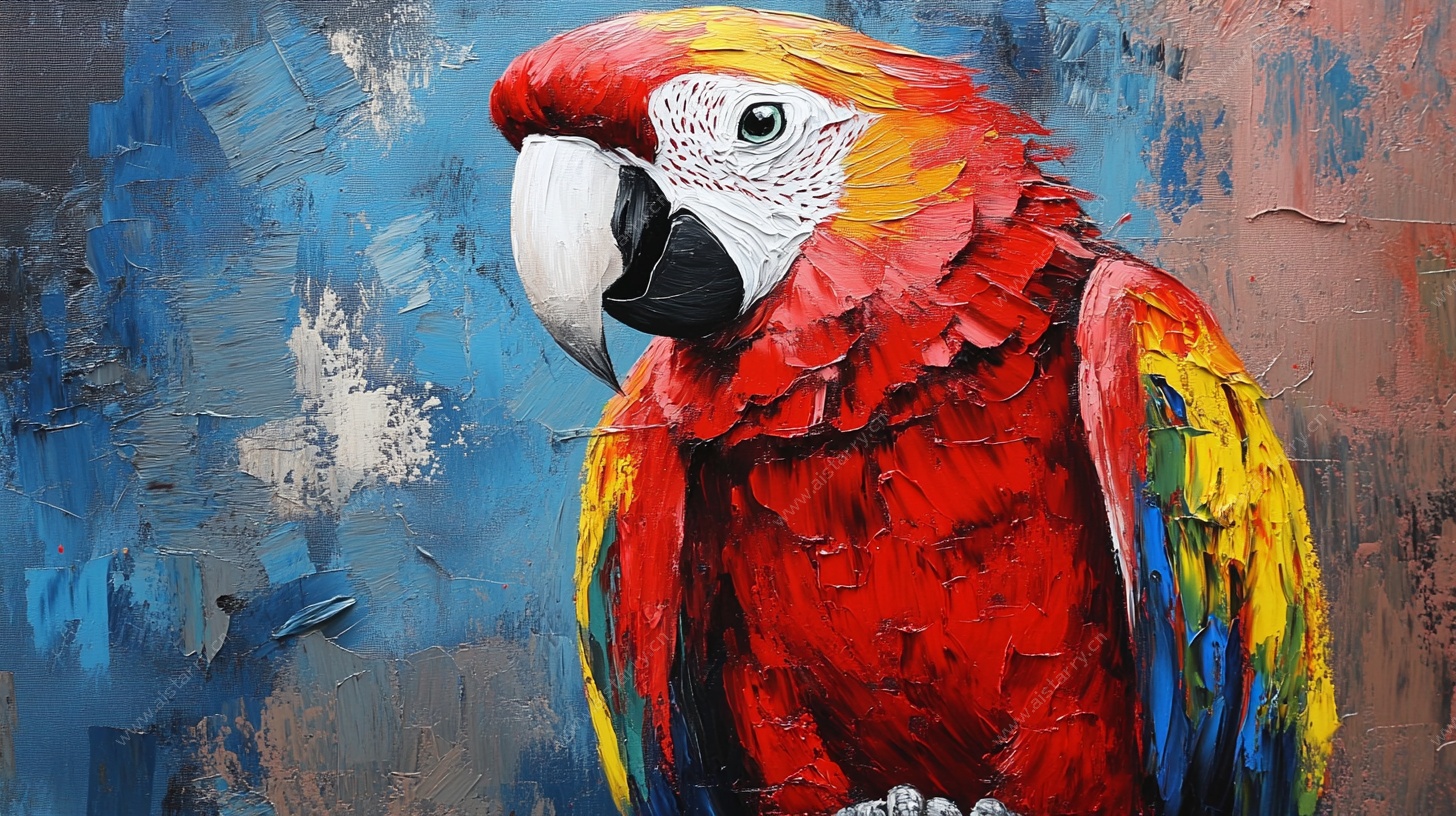 色彩斑斓的金刚鹦鹉油画