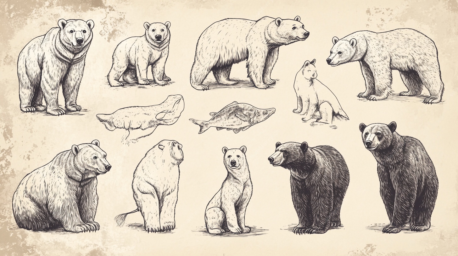 手绘熊类动物插画集合