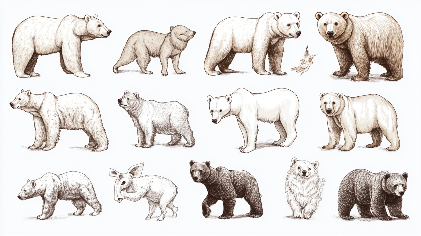 多样姿态熊类插画集合