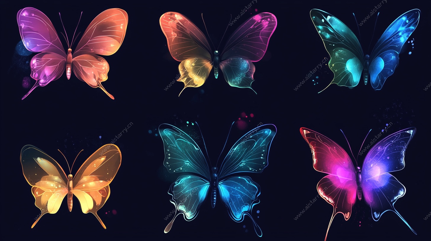 炫彩发光蝴蝶集合图