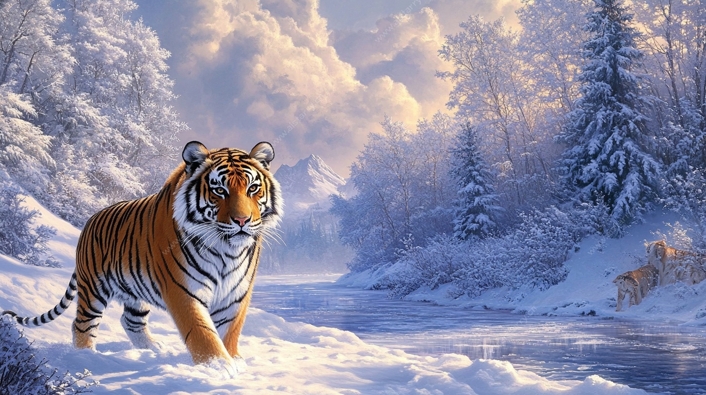 雪林王者 猛虎傲立天地间