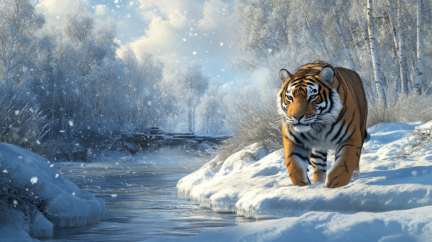 雪野中的独行虎