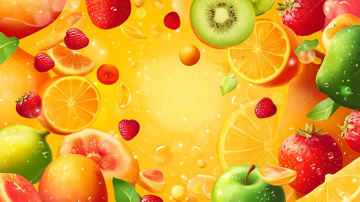 缤纷水果活力果汁背景图