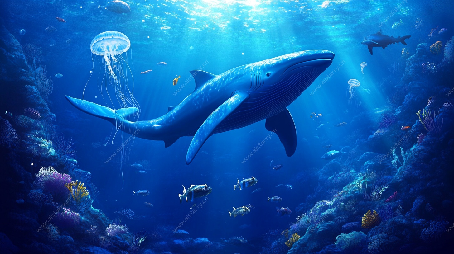 梦幻深海鲸鱼水母景观