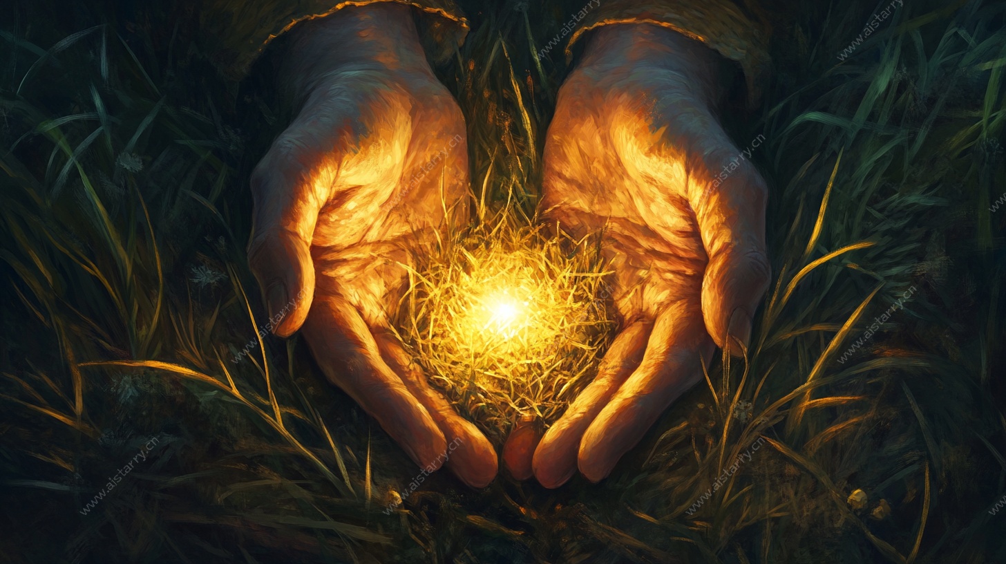 双手呵护微光的温暖画面