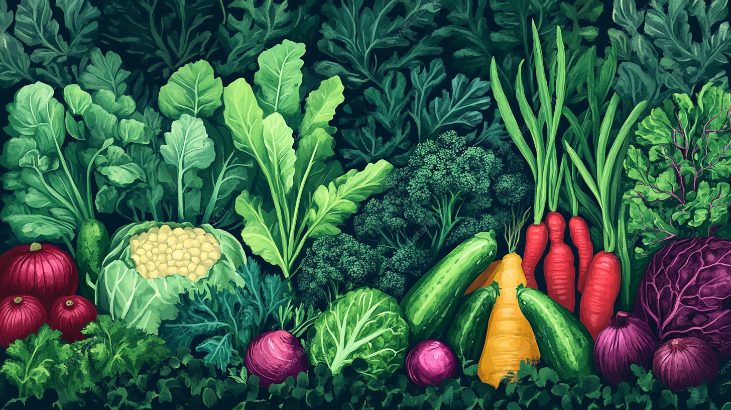 多彩蔬菜田园插画