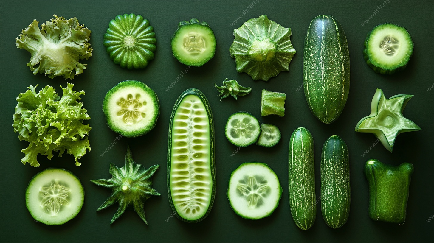 多样黄瓜蔬菜创意摆拍